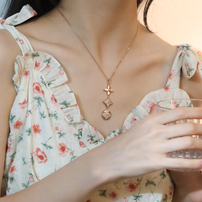 [Rose Jewelrys]STAR AND SUN DIAMOND PINK GOLD NECKLACE