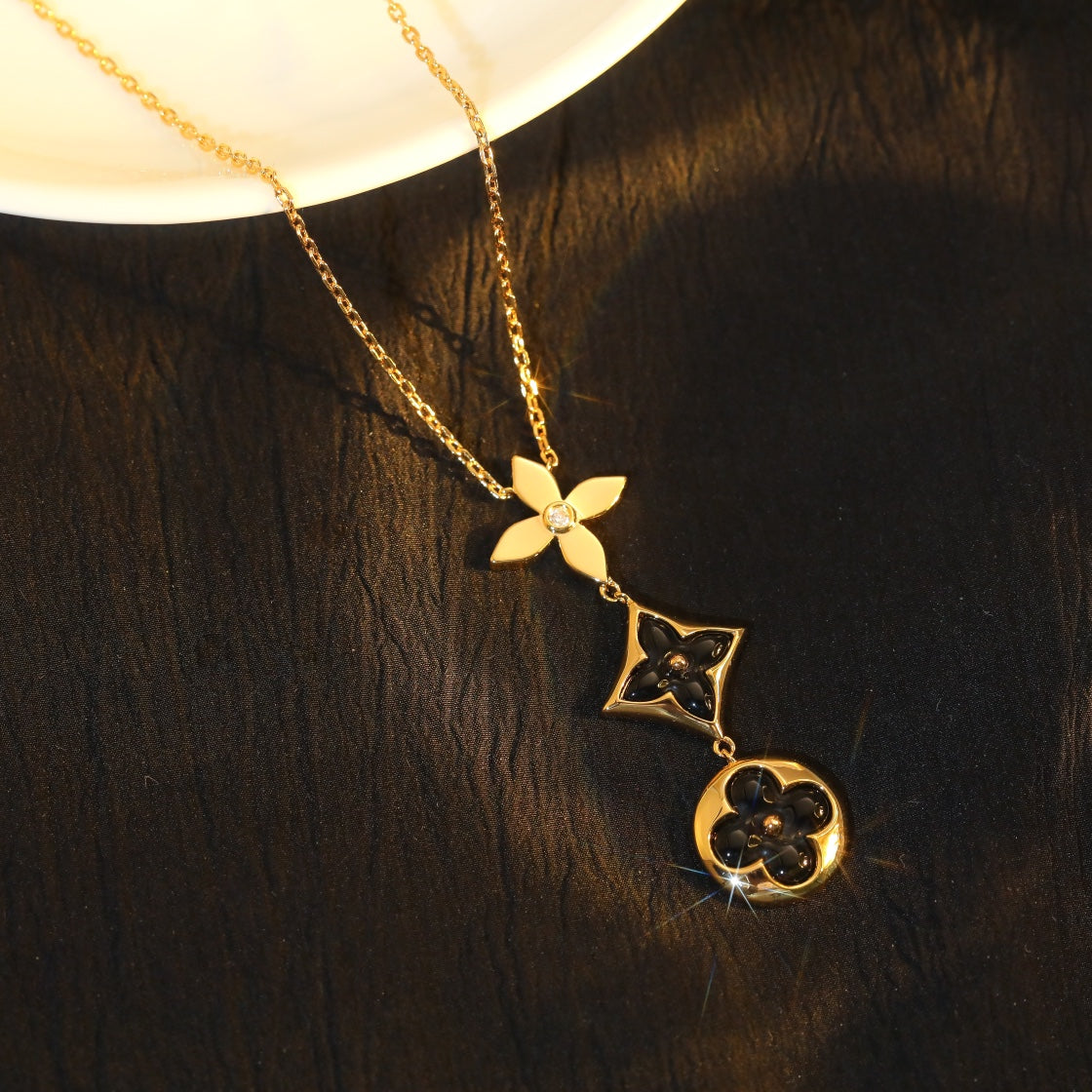 [Rose Jewelrys]STAR AND SUN ONYX PINK GOLD NECKLACE