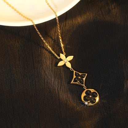 [Rose Jewelrys]STAR AND SUN ONYX PINK GOLD NECKLACE