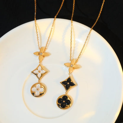 [Rose Jewelrys]STAR AND SUN ONYX PINK GOLD NECKLACE