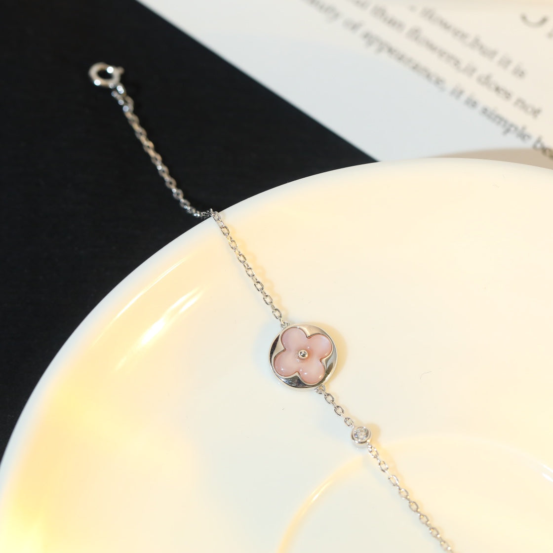 [Rose Jewelrys]SUN MOTIF PINK MOP SILVER BRACELET