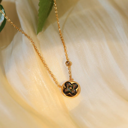[Rose Jewelrys]SUN PEDANT PINK GOLD 1 DIAMOND NECKLACE