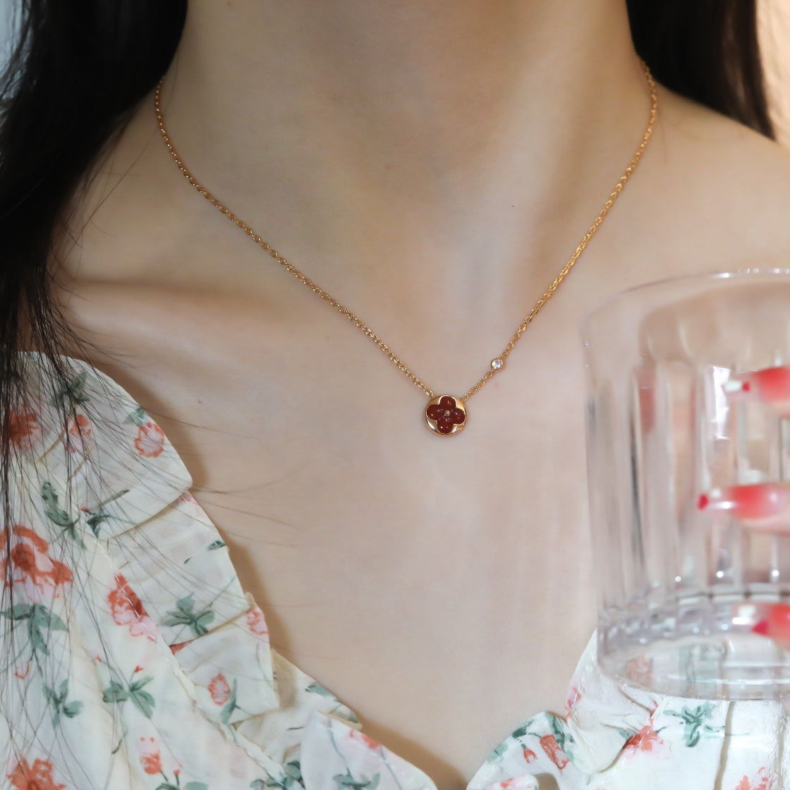 [Rose Jewelrys]SUN PEDANT PINK GOLD 1 DIAMOND NECKLACE