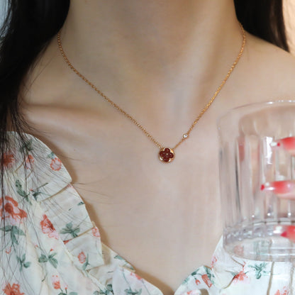 [Rose Jewelrys]SUN PEDANT PINK GOLD 1 DIAMOND NECKLACE