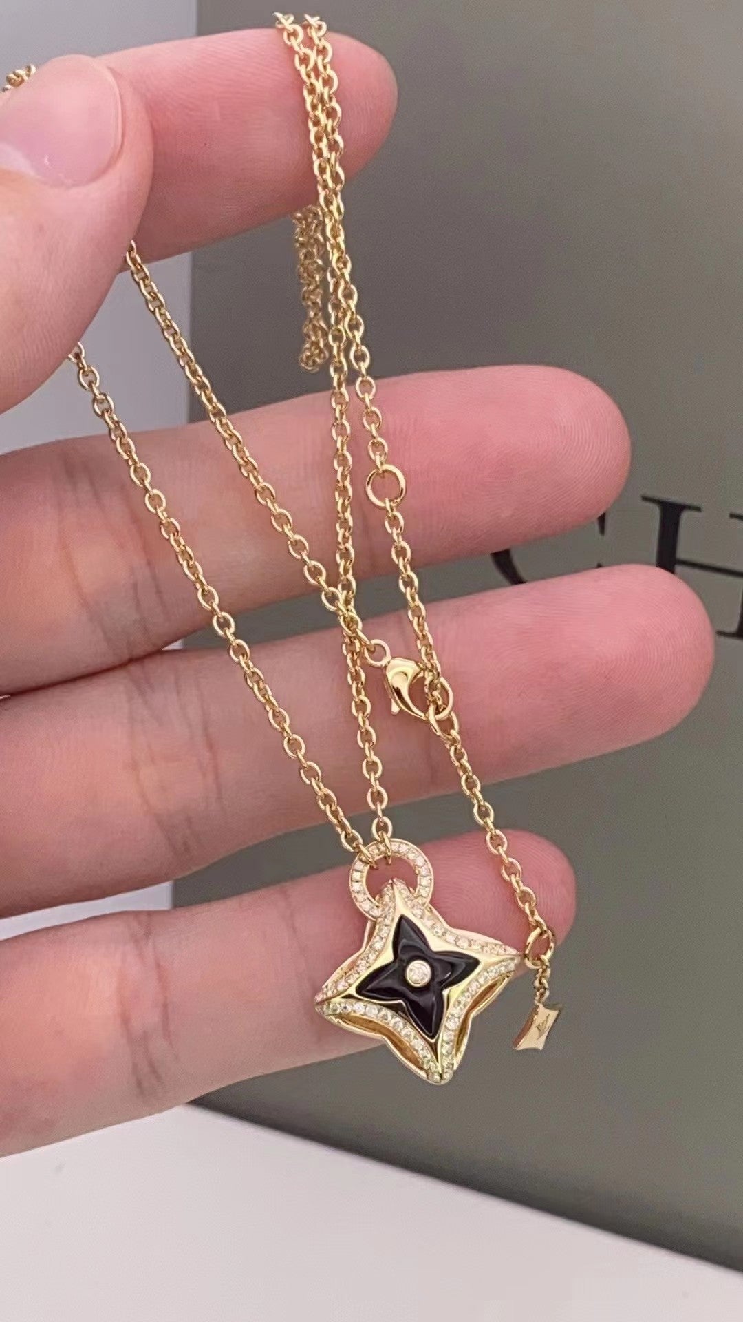 [Rose Jewelrys]STAR PEDANT PINK GOLD DIAMOND NECKLACE