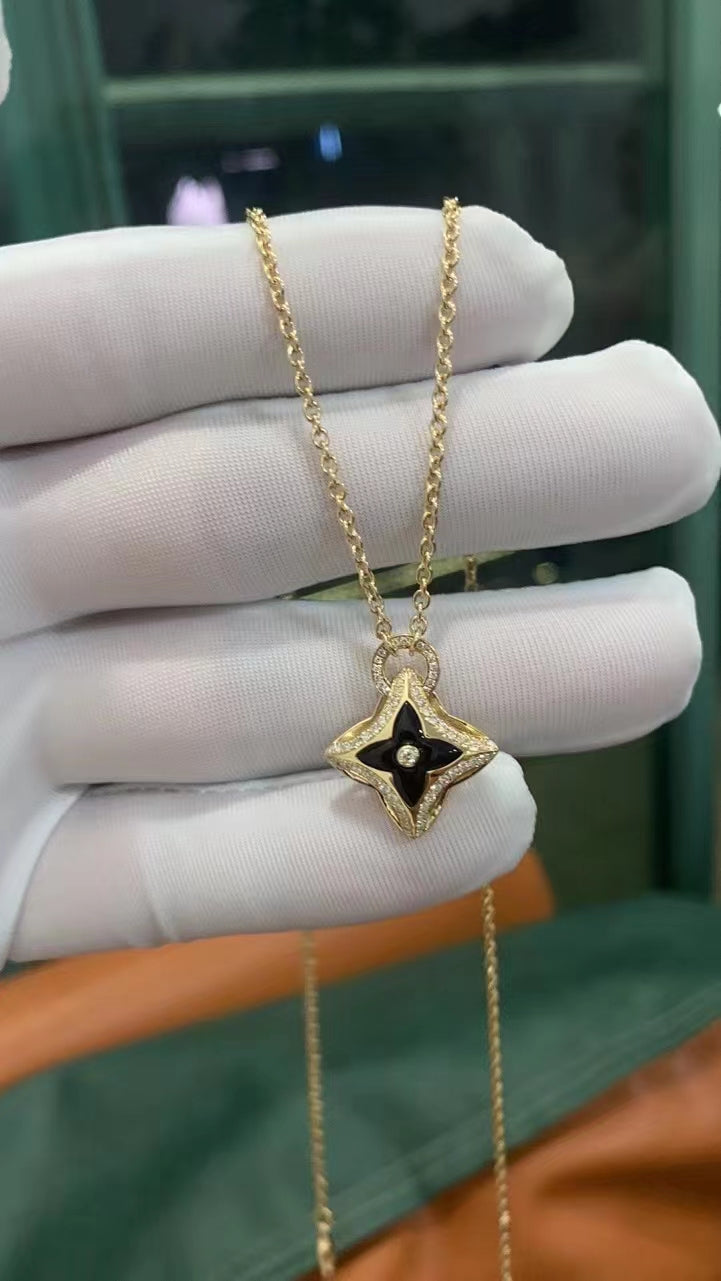 [Rose Jewelrys]STAR PEDANT PINK GOLD DIAMOND NECKLACE
