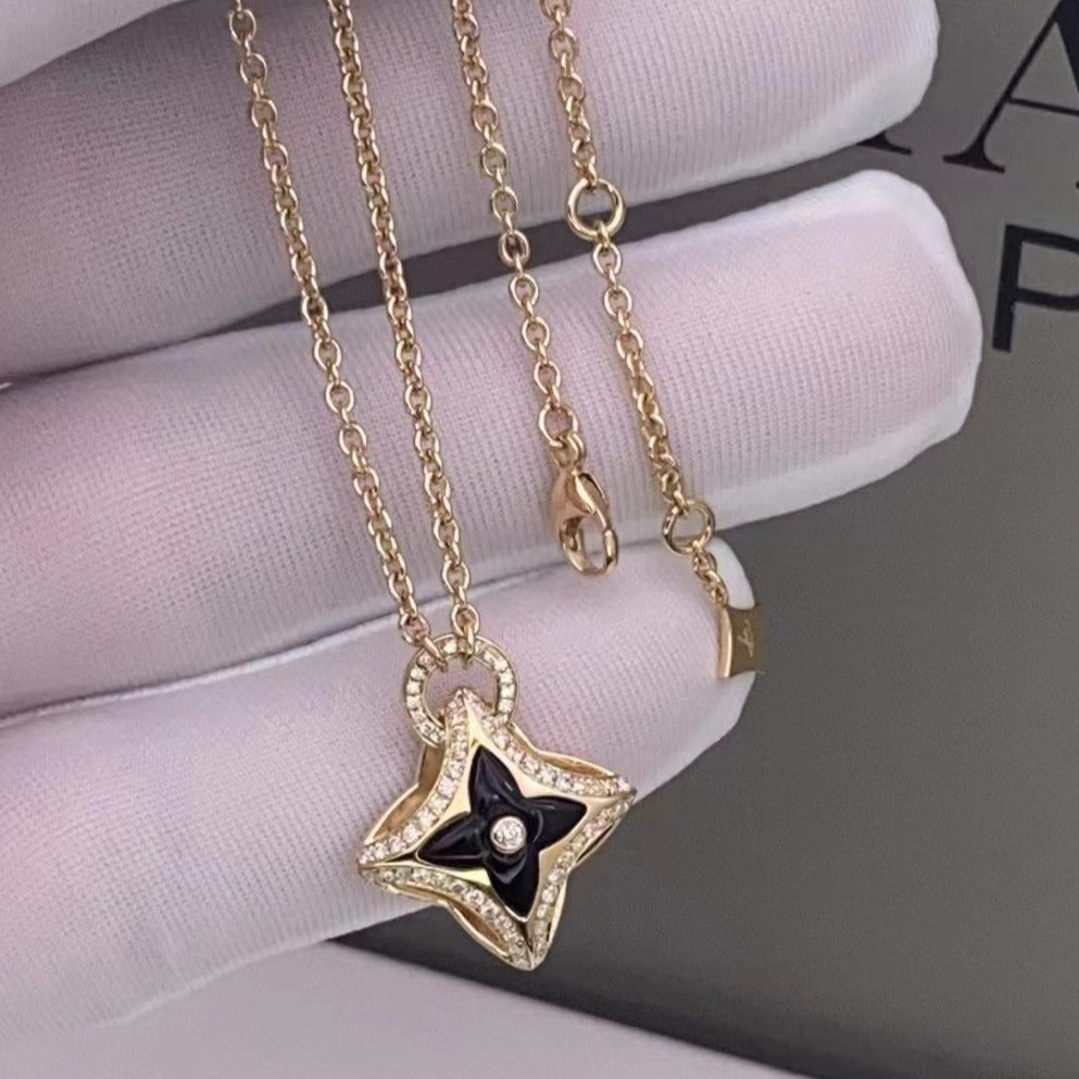 [Rose Jewelrys]STAR PEDANT PINK GOLD DIAMOND NECKLACE