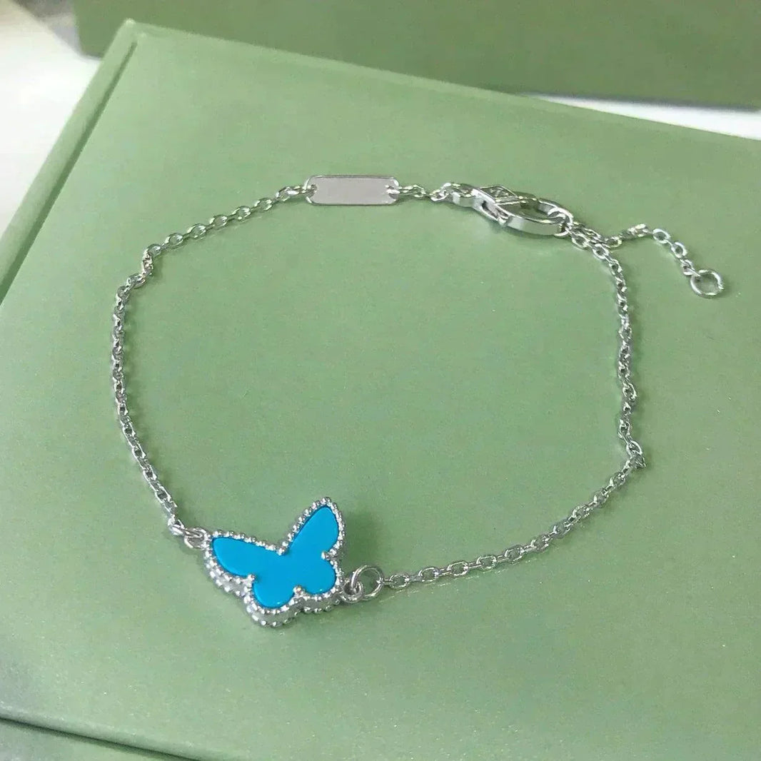 [🌹Rose💎]BUTTERFLY TURQUOISE BUTTERFLY BRACELET SILVER
