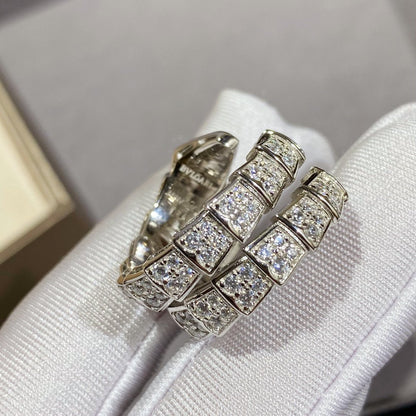[Rose Jewelrys]SERPENTI DOUBLE RING SILVER DIAMOND PAVED