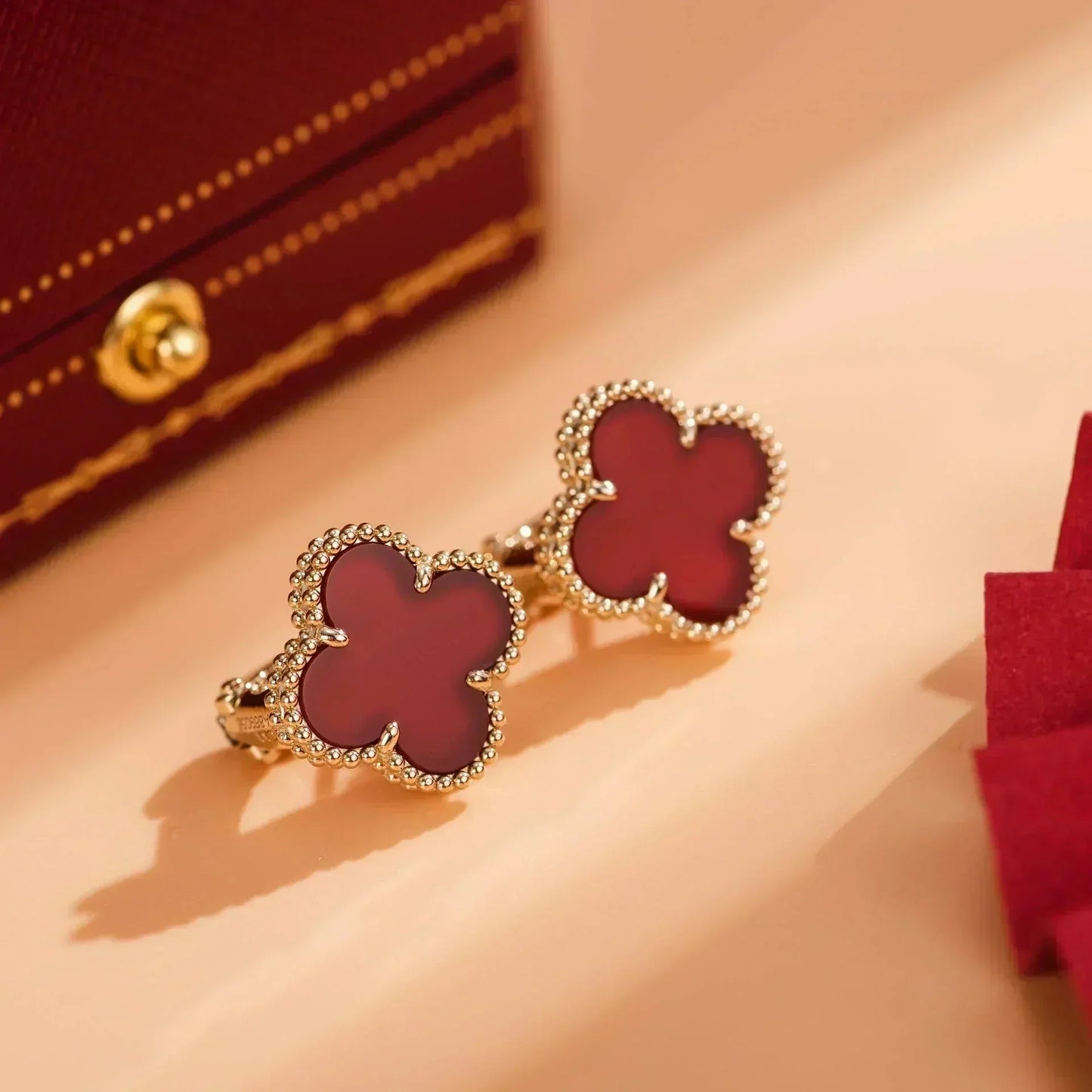 [Rose Jewelrys]CLOVER MEDIUM 1 MOTIFS CARNELIAN  EARRINGS