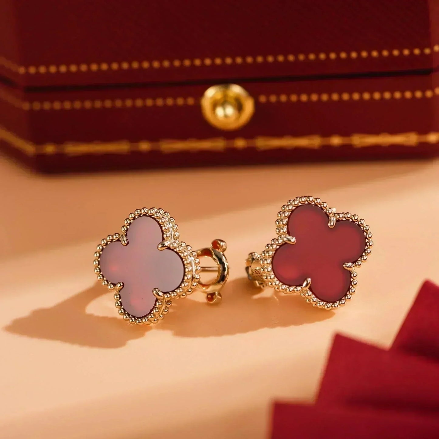 [Rose Jewelrys]CLOVER MEDIUM 1 MOTIFS CARNELIAN  EARRINGS