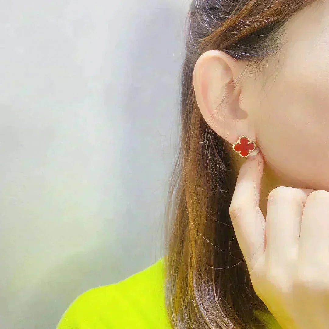 [Rose Jewelrys]CLOVER MEDIUM 1 MOTIFS CARNELIAN  EARRINGS