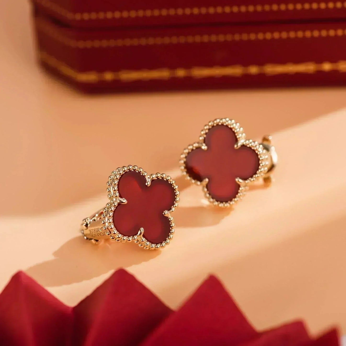 [Rose Jewelrys]CLOVER MEDIUM 1 MOTIFS CARNELIAN  EARRINGS