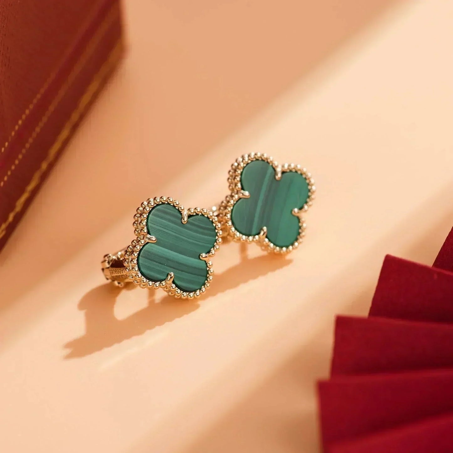 [Rose Jewelrys]CLOVER MEDIUM 1 MOTIFS MALACHITE  EARRINGS