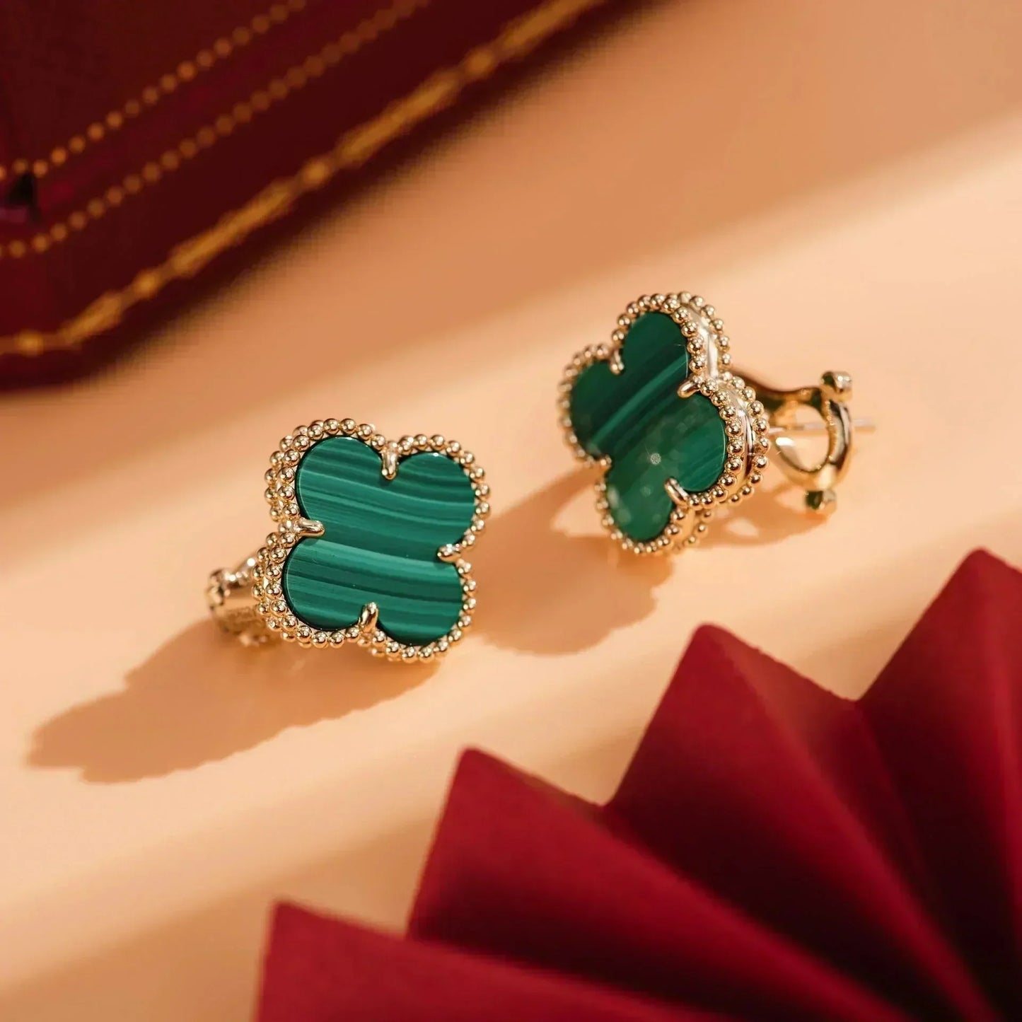 [Rose Jewelrys]CLOVER MEDIUM 1 MOTIFS MALACHITE  EARRINGS