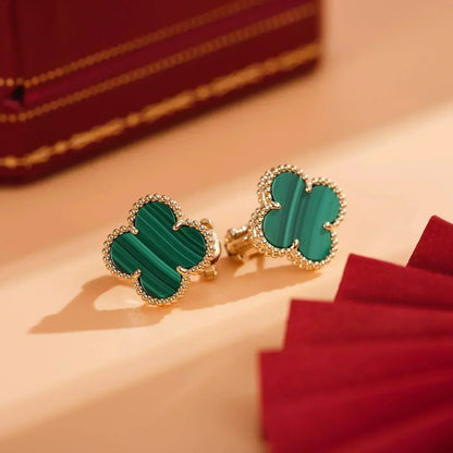 [Rose Jewelrys]CLOVER MEDIUM 1 MOTIFS MALACHITE  EARRINGS