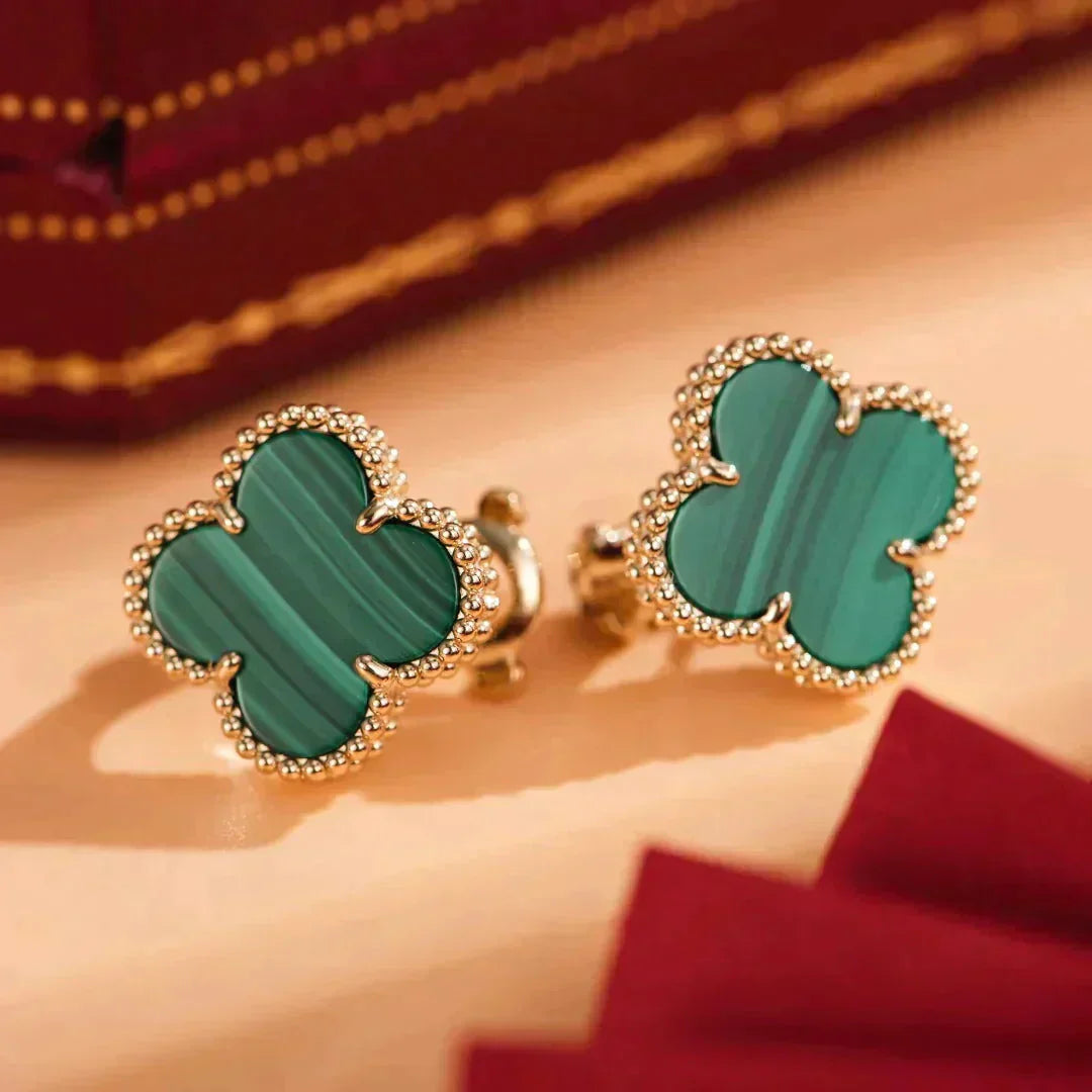 [Rose Jewelrys]CLOVER MEDIUM 1 MOTIFS MALACHITE  EARRINGS