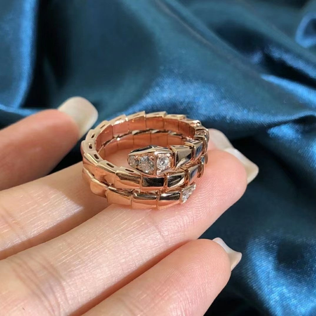 [Rose Jewelrys]SERPENTS DOUBLE ROW DIAMOND RING