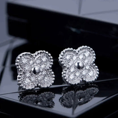 [Rose Jewelrys]CLOVER 1 MOTIFS DIAMOND STUD EARRINGS SILVER