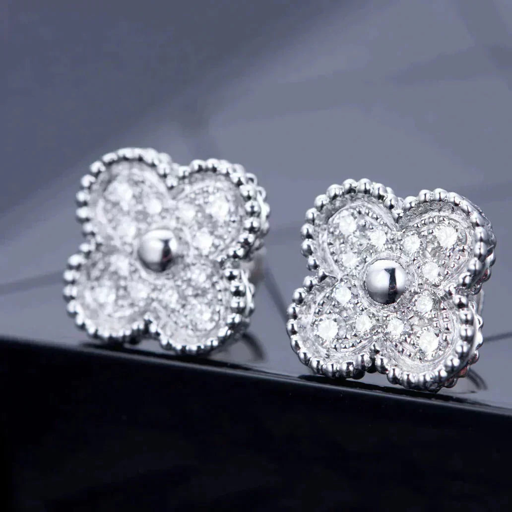 [Rose Jewelrys]CLOVER 1 MOTIFS DIAMOND STUD EARRINGS SILVER