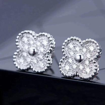[Rose Jewelrys]CLOVER 1 MOTIFS DIAMOND STUD EARRINGS SILVER