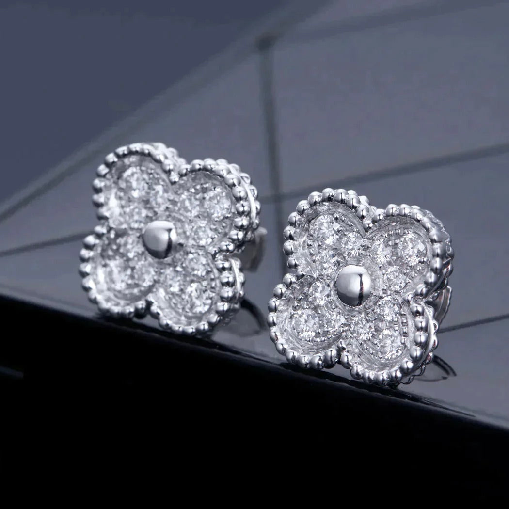 [Rose Jewelrys]CLOVER 1 MOTIFS DIAMOND STUD EARRINGS SILVER