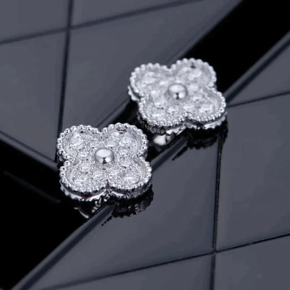 [Rose Jewelrys]CLOVER 1 MOTIFS DIAMOND STUD EARRINGS SILVER