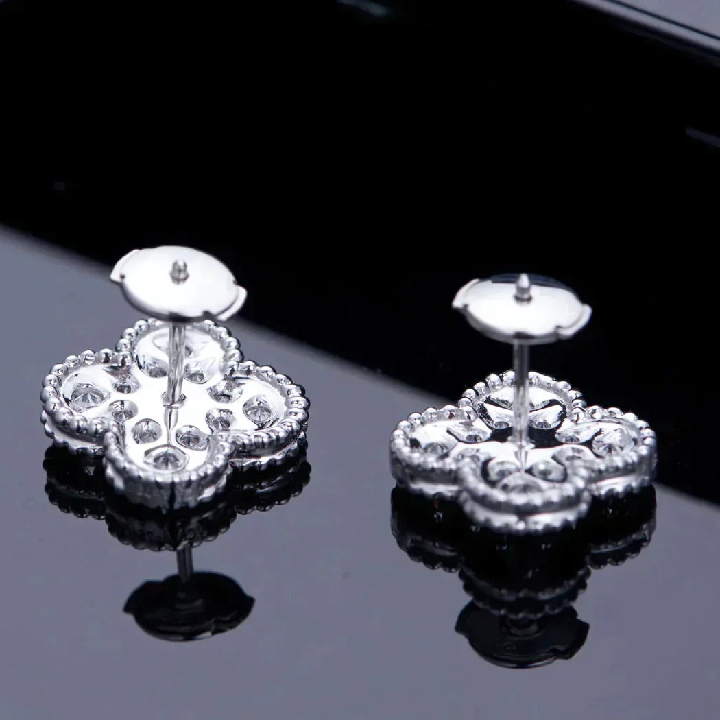 [Rose Jewelrys]CLOVER 1 MOTIFS DIAMOND STUD EARRINGS SILVER