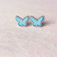 [🌹Rose💎]BUTTERFLY TURQUOISE EARRINGS SILVER