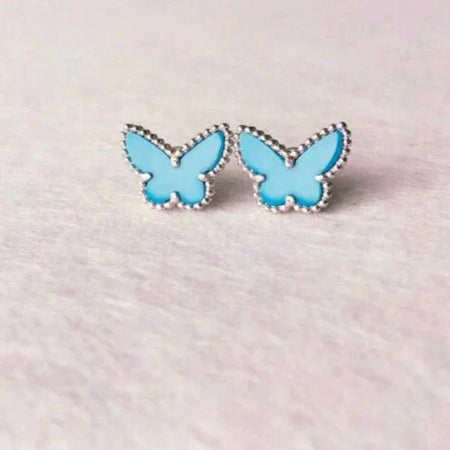 [🌹Rose💎]BUTTERFLY TURQUOISE EARRINGS SILVER