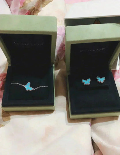 [Rose Jewelrys]BUTTERFLY TURQUOISE EARRINGS SILVER