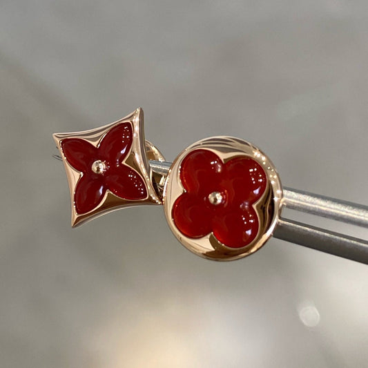 [Rose Jewelrys]STAR AND SUN PINK GOLD CARNELIAN STUD EARRINGS