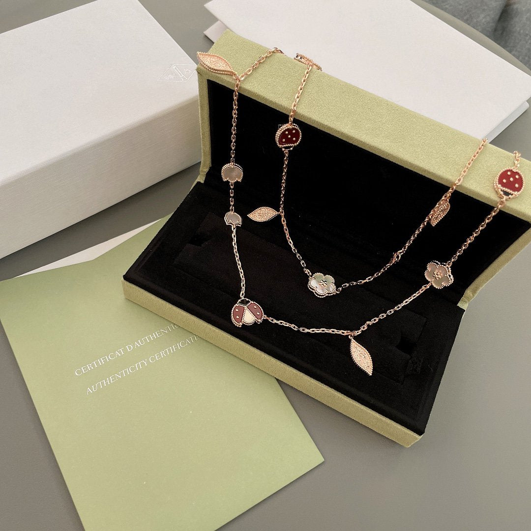 [Rose Jewelrys]LUCKY SPRING 15 MOTIFS ROSE GOLD NECKLACE
