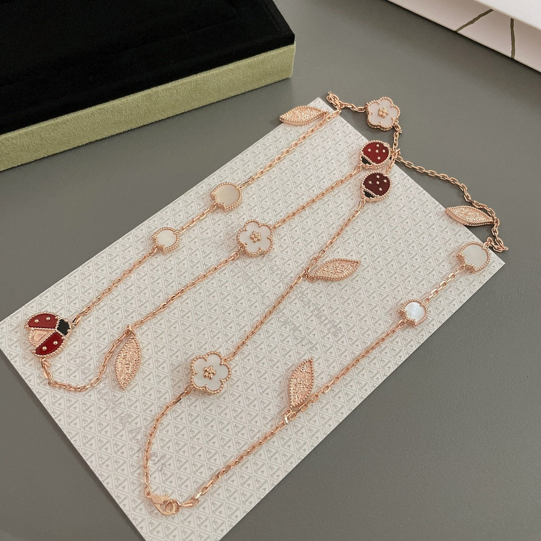 [Rose Jewelrys]LUCKY SPRING 15 MOTIFS ROSE GOLD NECKLACE