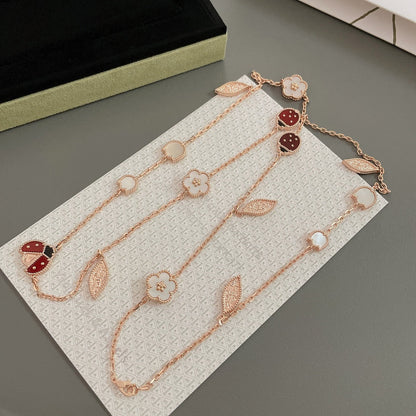 [Rose Jewelrys]LUCKY SPRING 15 MOTIFS ROSE GOLD NECKLACE