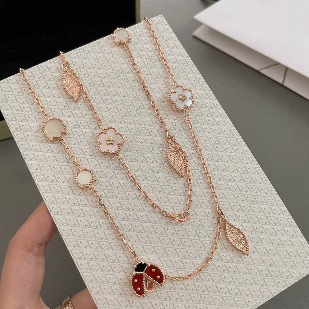 [Rose Jewelrys]LUCKY SPRING 15 MOTIFS ROSE GOLD NECKLACE