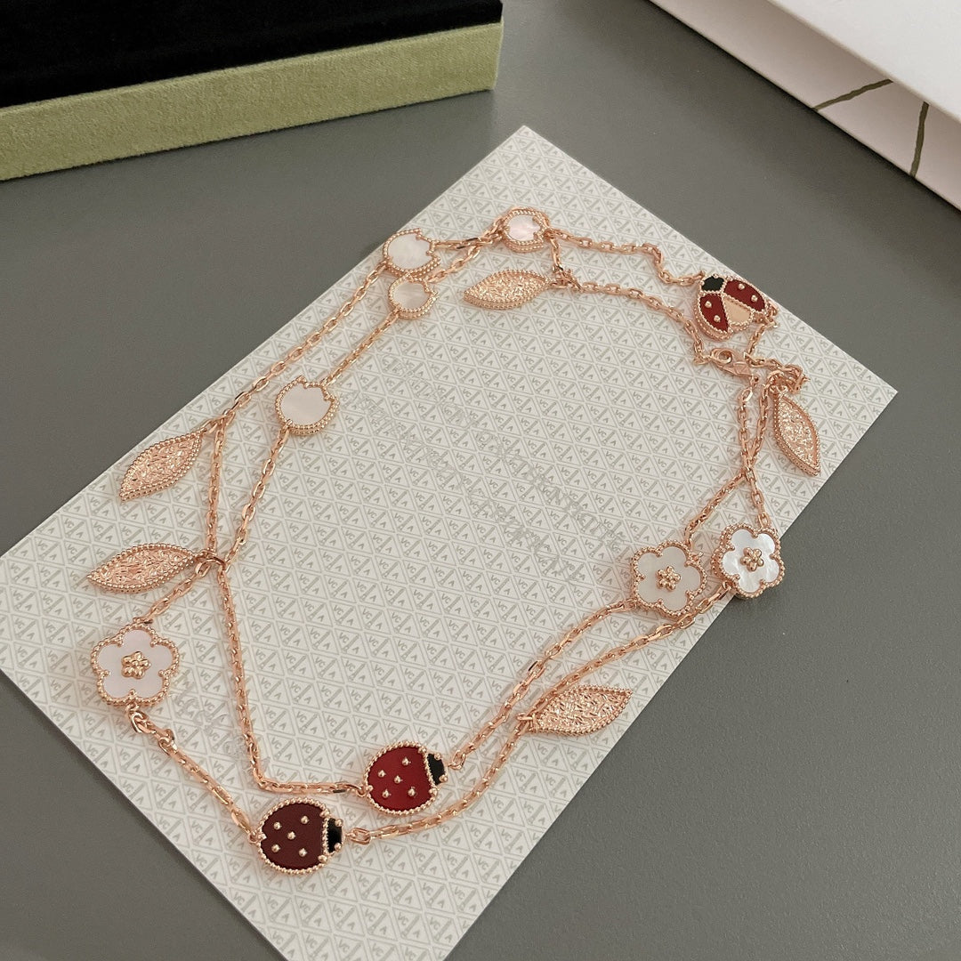 [Rose Jewelrys]LUCKY SPRING 15 MOTIFS ROSE GOLD NECKLACE