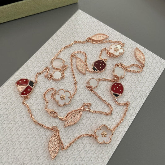 [Rose Jewelrys]LUCKY SPRING 15 MOTIFS ROSE GOLD NECKLACE