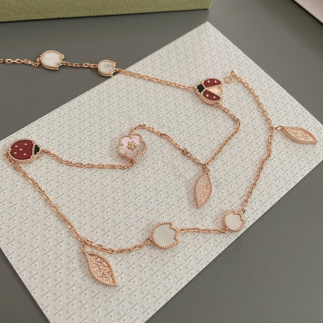 [Rose Jewelrys]LUCKY SPRING 15 MOTIFS ROSE GOLD NECKLACE