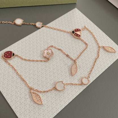 [Rose Jewelrys]LUCKY SPRING 15 MOTIFS ROSE GOLD NECKLACE