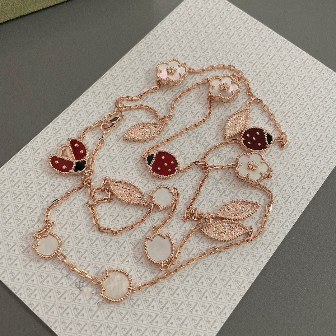 [Rose Jewelrys]LUCKY SPRING 15 MOTIFS ROSE GOLD NECKLACE