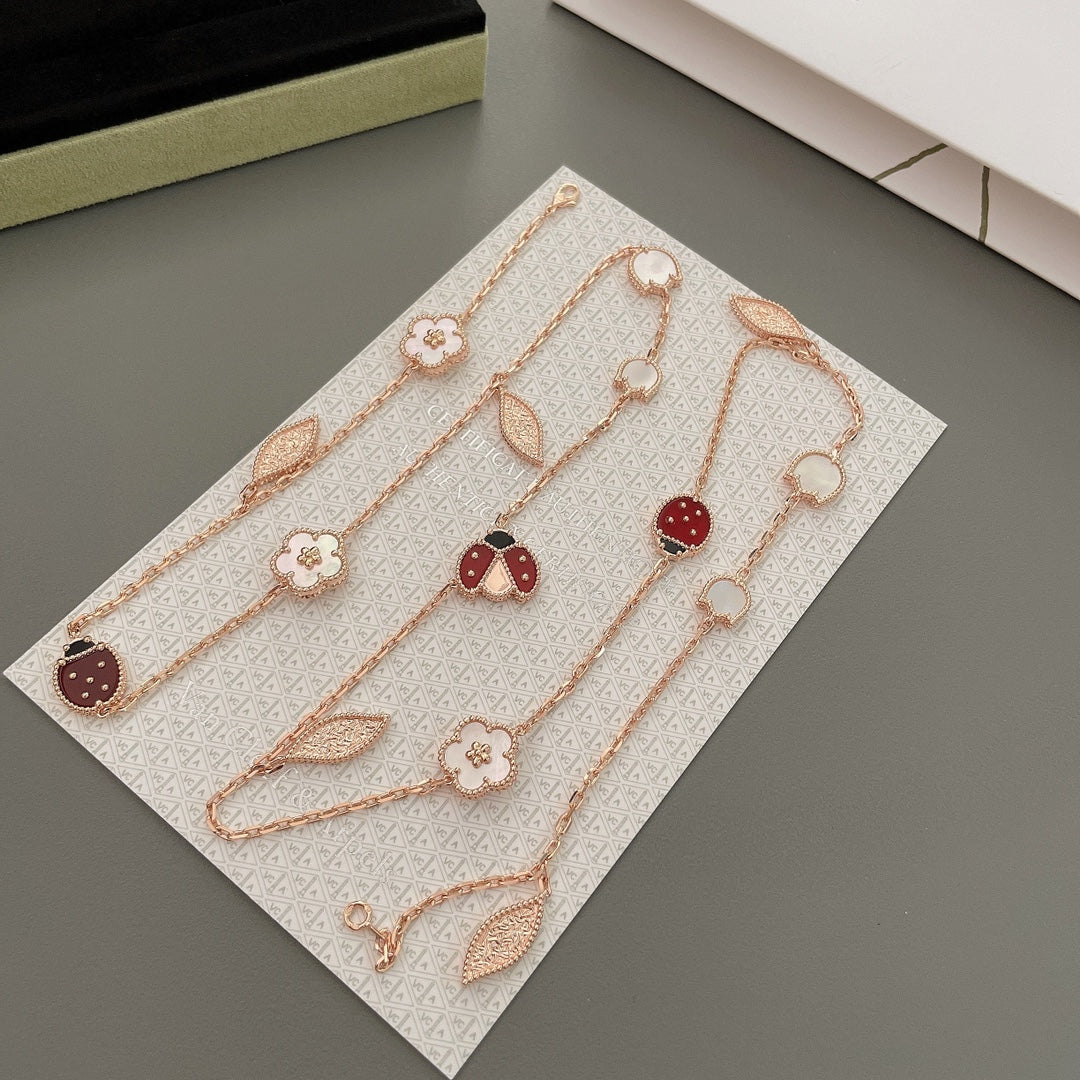 [Rose Jewelrys]LUCKY SPRING 15 MOTIFS ROSE GOLD NECKLACE