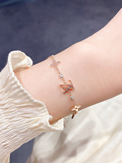 [Rose Jewelrys]STAR AND SUN 7 MOTIFS GOLD BRACELET