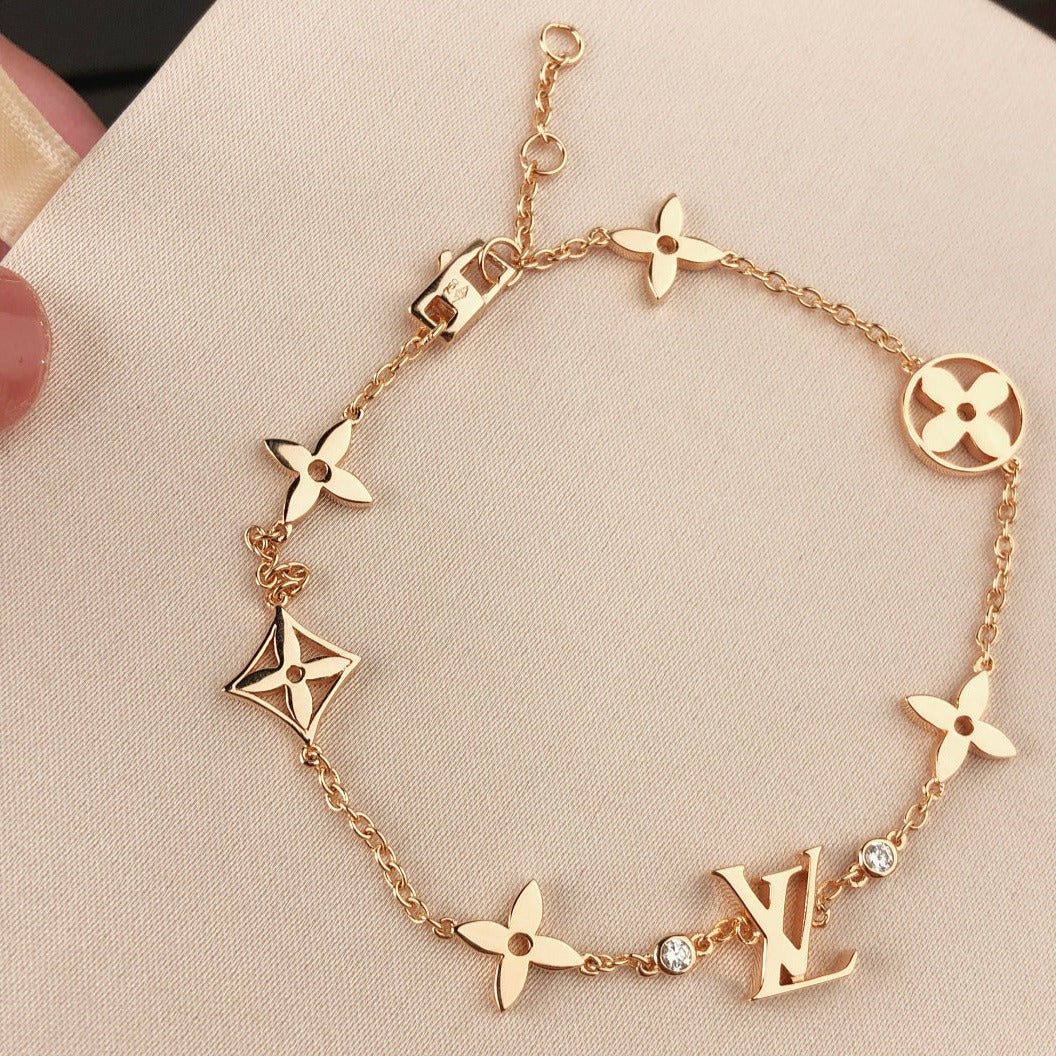 [Rose Jewelrys]STAR AND SUN 7 MOTIFS GOLD BRACELET