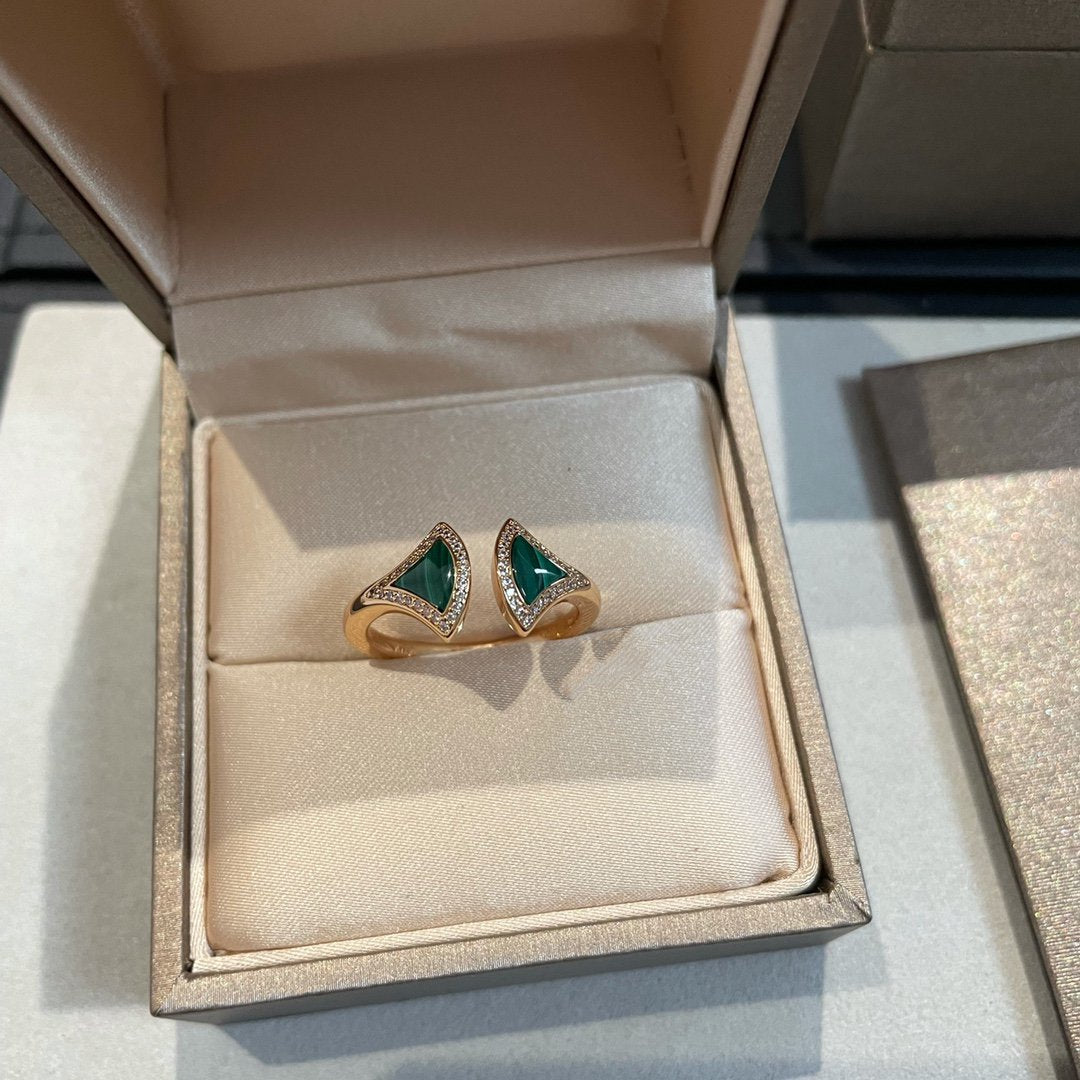 [Rose Jewelrys]DREAM MALACHITE DIAMOND OPEN RING