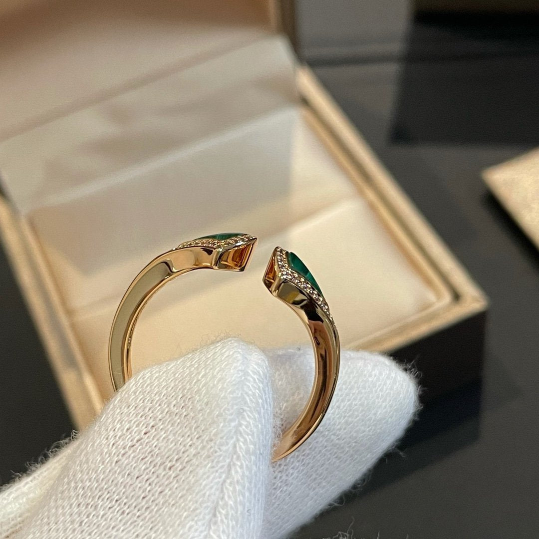 [Rose Jewelrys]DREAM MALACHITE DIAMOND OPEN RING