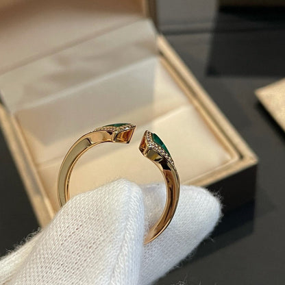 [Rose Jewelrys]DREAM MALACHITE DIAMOND OPEN RING