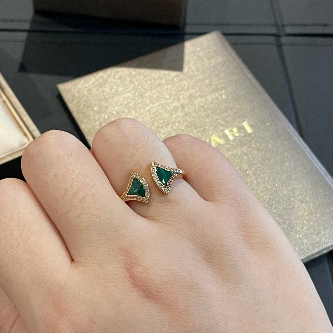 [Rose Jewelrys]DREAM MALACHITE DIAMOND OPEN RING
