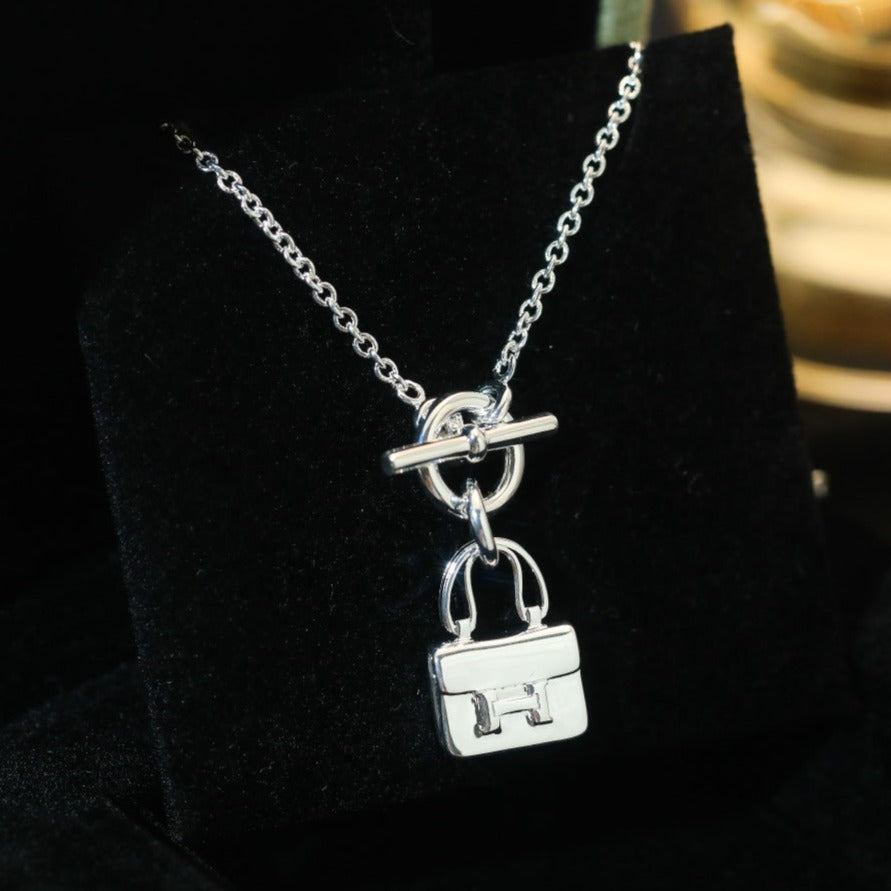 [Rose Jewelrys]POP H PEDANT SILVER NECKLACE