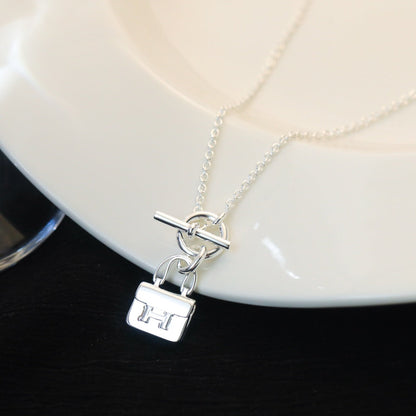 [Rose Jewelrys]POP H PEDANT SILVER NECKLACE